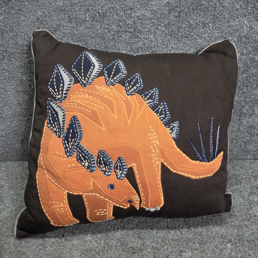 Pottery Barn Kids Dinosaur Decorative Pillow 16x16 Embroidered